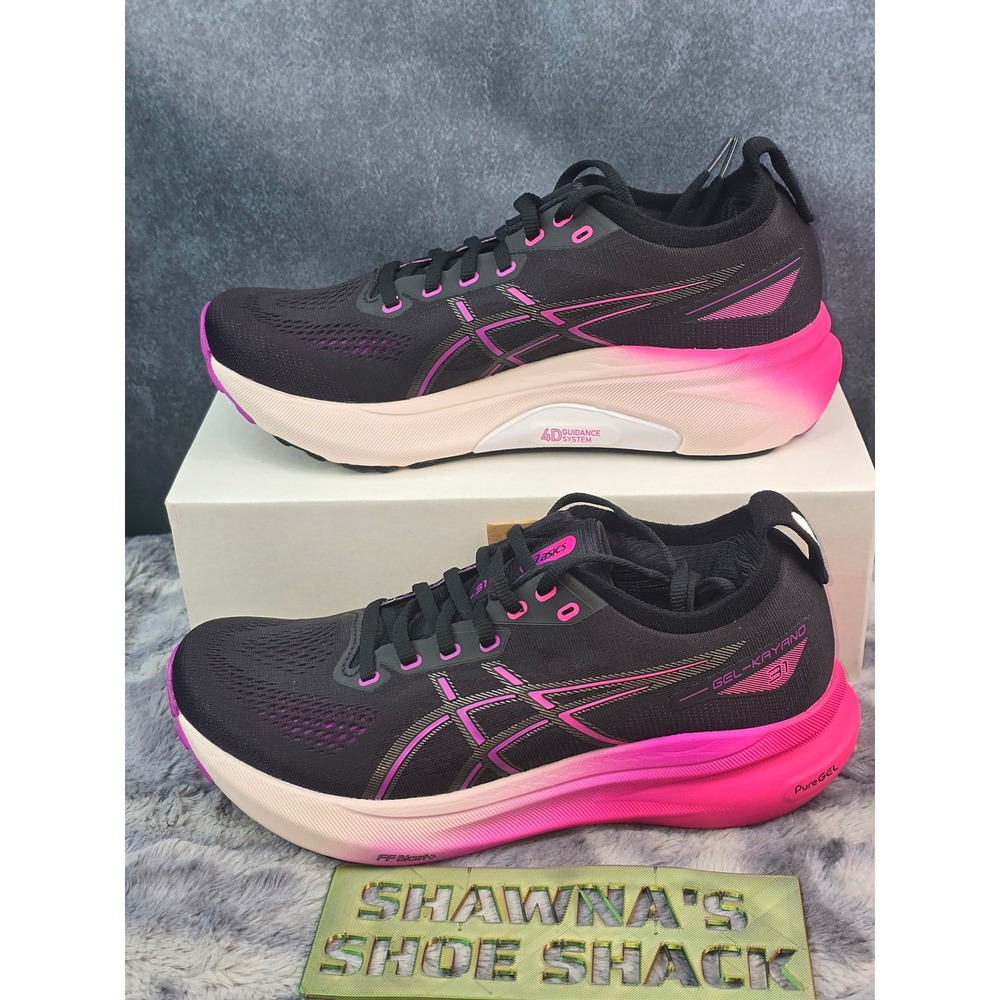NWT Asics Gel-Kayano 31 Black Pink Stability Running Shoes Womens 9